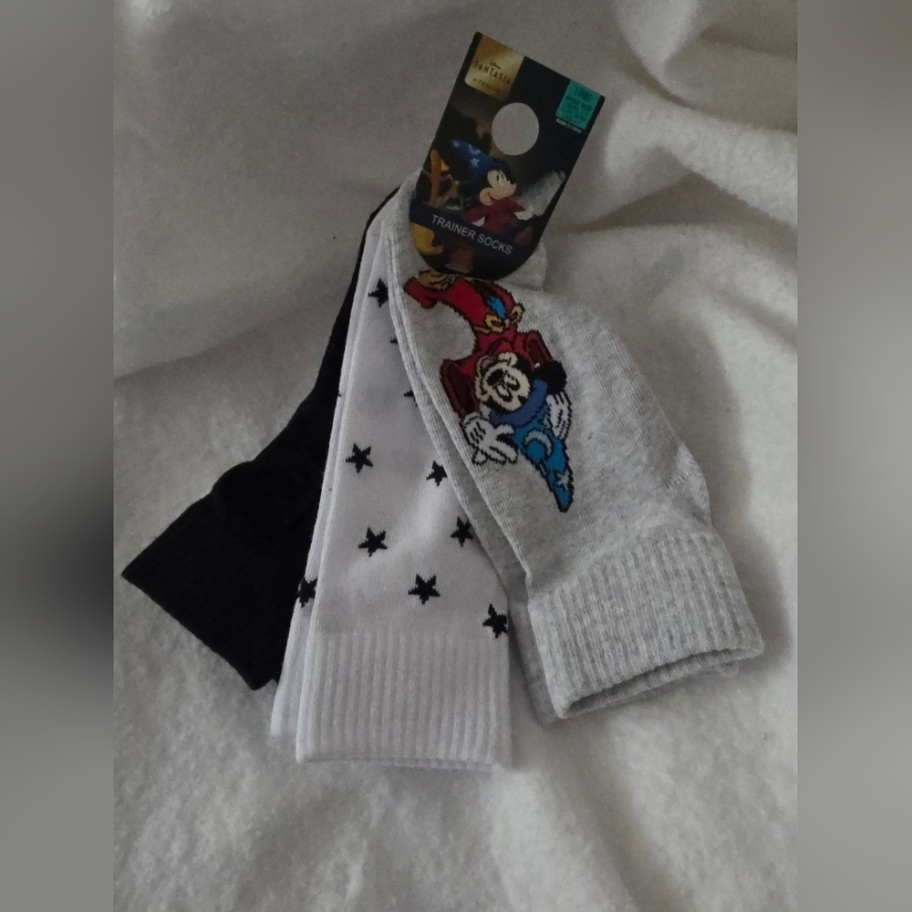 Disney Fantasia Mickey Mouse 3 Pair Socks NWT